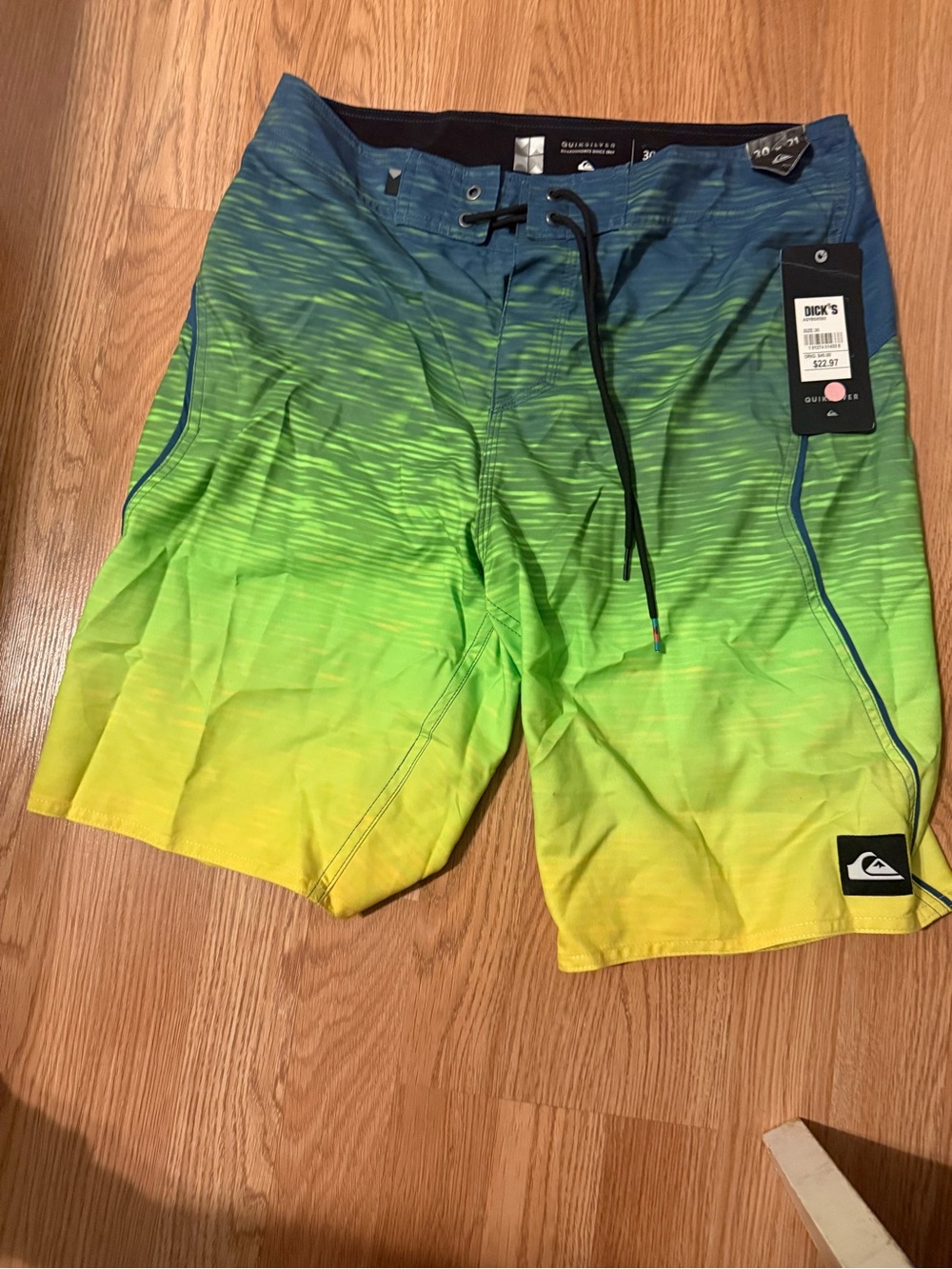 Quiksilver Men's Blue-Green-Yellow Gradient Boardshorts
